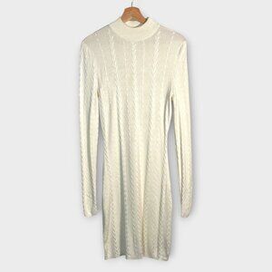 Abercrombie & Fitch Sweater Dress MT Medium Tall Cream Ivory Cable Knit